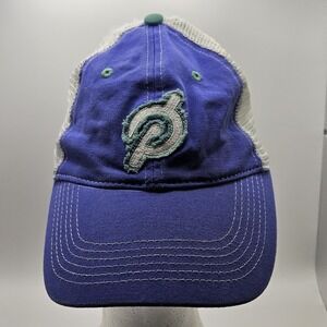 Peloton Hat Cap Strap Back Blue‎ White Mesh Trucker Embroidered Patch Mens